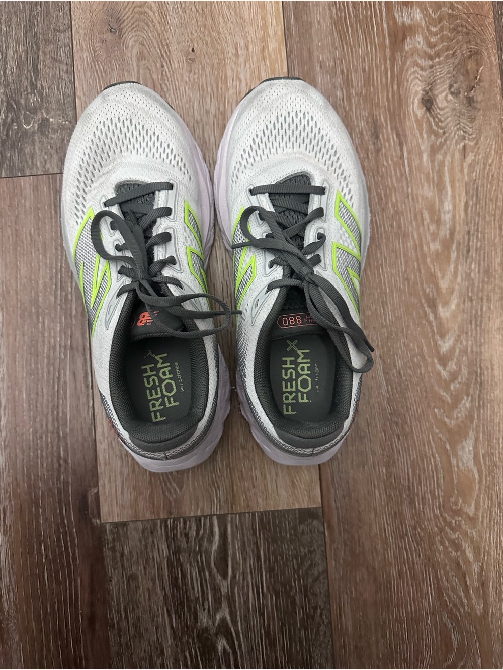New Balance Men's Running Shoes - White with Neon Green Accents
